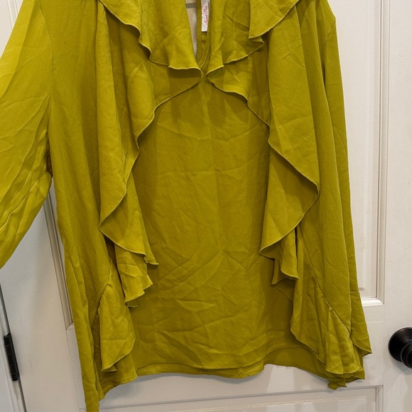 Sweet Pea Chartreuse Ruffled Blouse - Picture 4 of 5